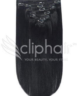 18" single-wefted remy human hair clip-in extensions #1