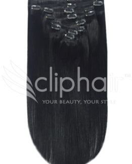 18" double-wefted remy human hair clip-in extensions #1