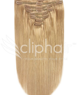 18" double-wefted remy human hair clip-in extensions #27