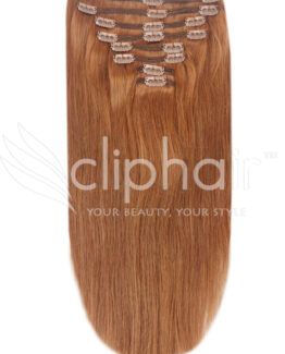 18" double-wefted remy human hair clip-in extensions #30