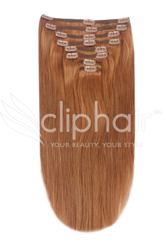 24" double-wefted remy human hair clip-in extensions #30