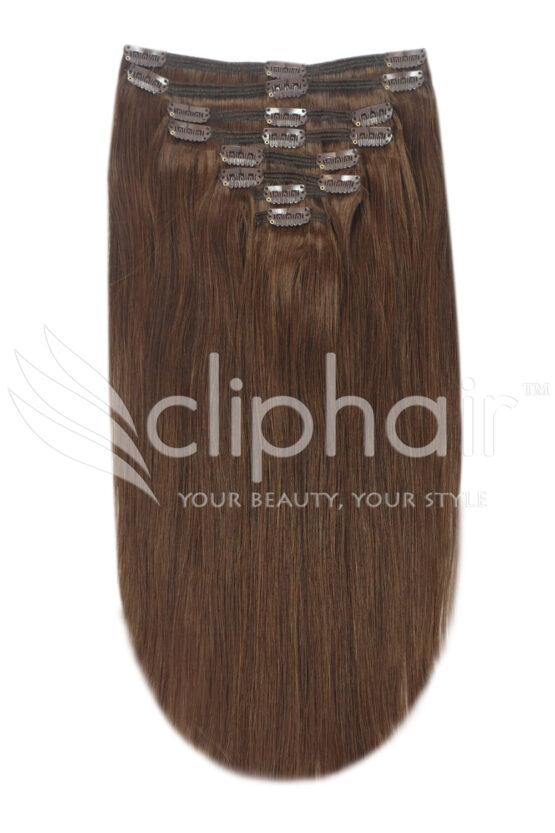 18" double-wefted remy human hair clip-in extensions #4