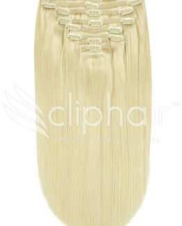 16" single-wefted remy human hair clip-in extensions #60